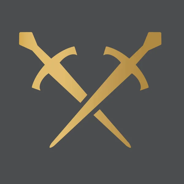 Espada Oro Cruzada Icono Vector Ilustración — Vector de stock