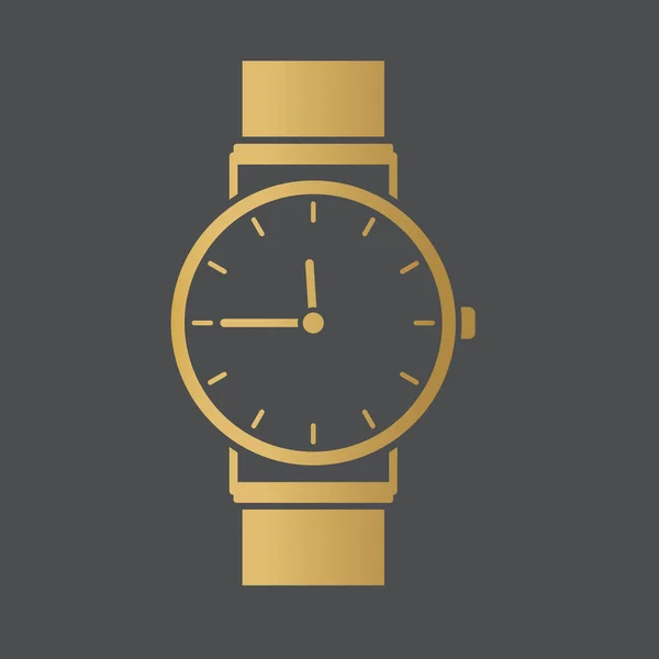 Gouden Horloge Icon Vector Illustratie — Stockvector