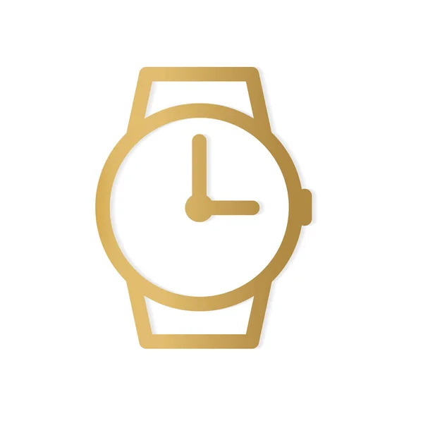 Gouden Horloge Icon Vector Illustratie — Stockvector