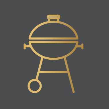 Altın BBQ ızgara simge vektör illüstrasyonu