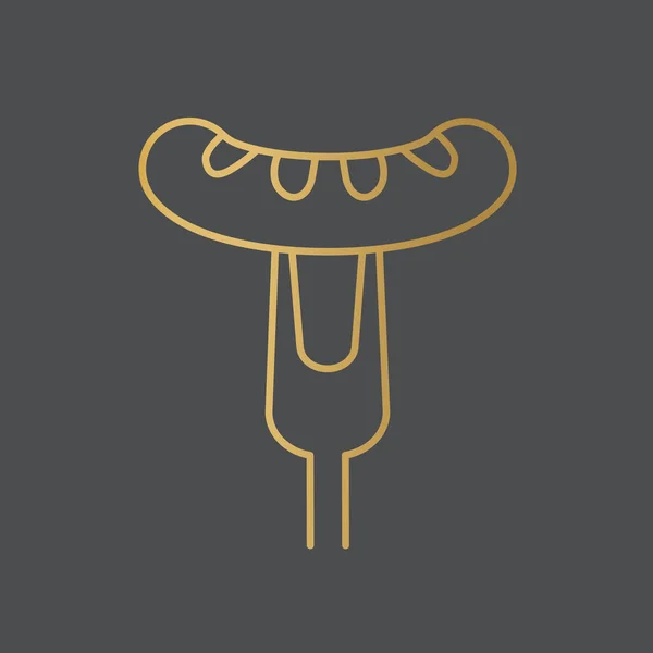 Churrasco Dourado Grelha Espeto Com Salsicha Icon Vetor Ilustração —  Vetores de Stock