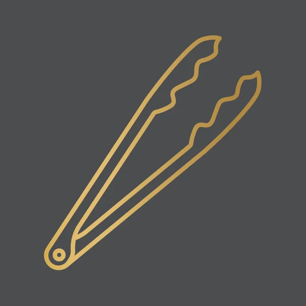 Goldene Grillzange Icon Vektor Illustration — Stockvektor