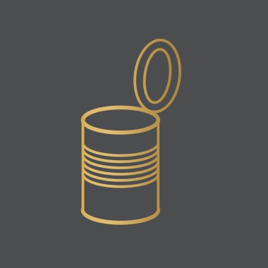 Altın açık teneke kutu simgesi - vektör illüstrasyonu