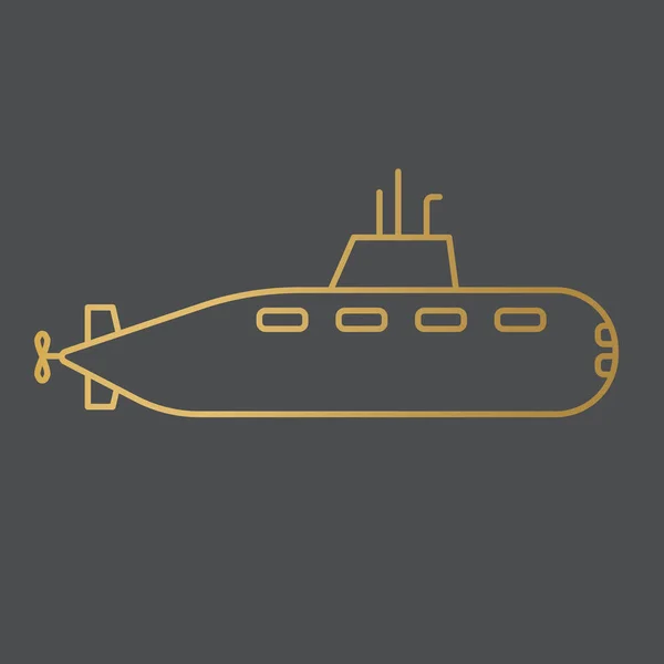 Golden Submarine Icon Vector Illustration — Stock Vector