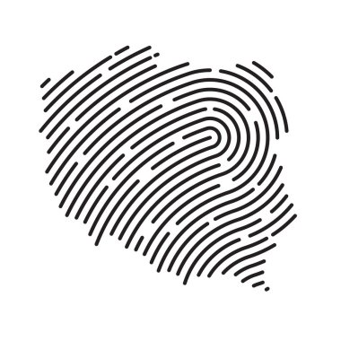 Polonya haritası parmak izi deseni - vektör illüstrasyonuyla dolu