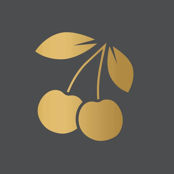 Ilustración Vectores Iconos Fruta Cereza Dorada — Vector de stock