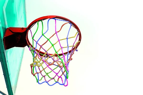 Colorido Basquete Aro Contra Fundo Branco Conceito Esportes Imagem — Fotografia de Stock