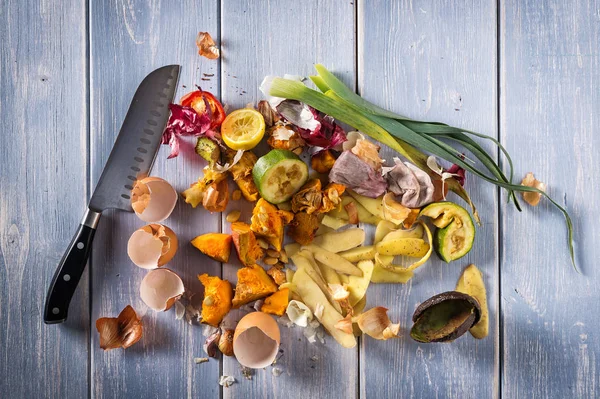 Sisa Makanan Organik Sisa Kitchem Limbah Dari Sayuran Siap Untuk — Stok Foto