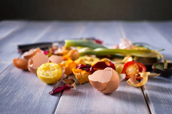 Bioreste Küchenreste Gemüseabfälle Die Zum Recyceln Und Kompostieren Bereit Sind — Stockfoto