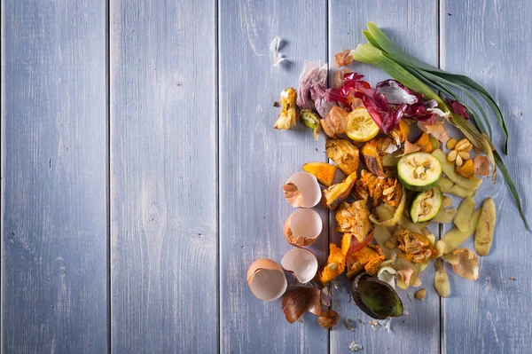 Biologische Restjes Keuken Kladjes Afval Van Groente Klaar Voor Recycling — Stockfoto