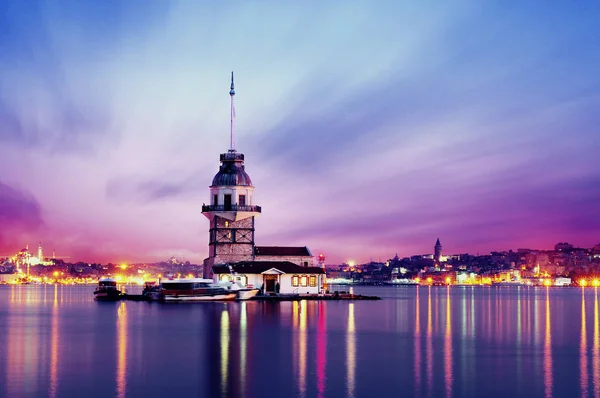 Türkei Istanbul Mädchenturm Panorama Sonnenuntergang Foto — Stockfoto