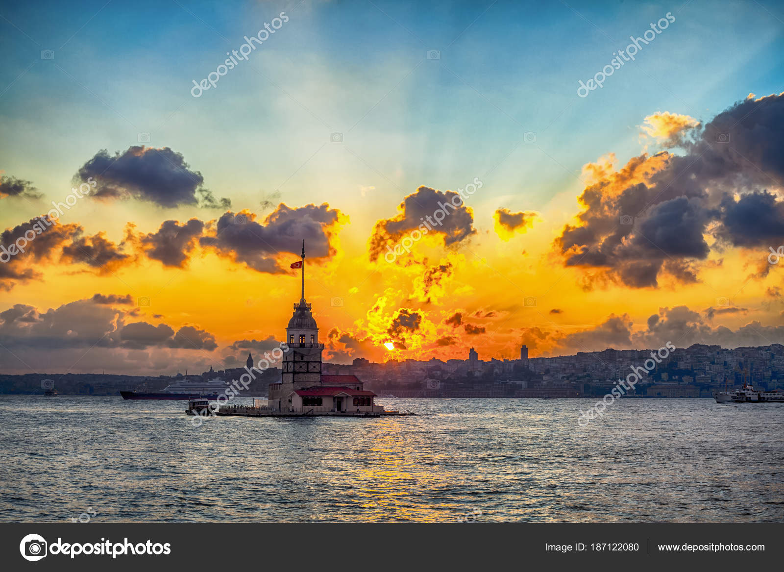 Turquie Istanbul Tour Vierge Coucher Soleil Panoramique Photo image libre de droit par mlhplt