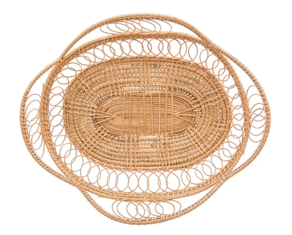 Деревянная корзина плетеная деревянная в ручной работе вид сверху — стоковое фото