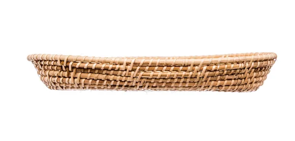 Wood basket wicker wooden in handmade front view — Stock Photo, Image