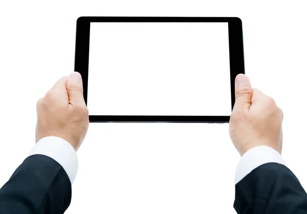 Empresário mãos segurando tablet isolado — Fotografia de Stock