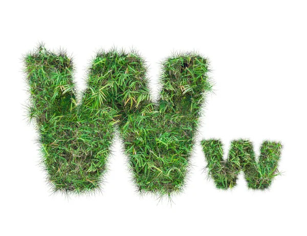 Bokstaven W på grönt gräs isolerad — Stockfoto
