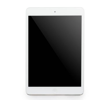 Beyaz tablet bilgisayar üzerinde beyaz arka plan üzerinde izole