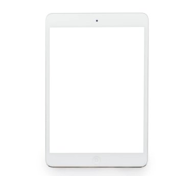 Beyaz tablet bilgisayar üzerinde beyaz arka plan üzerinde izole