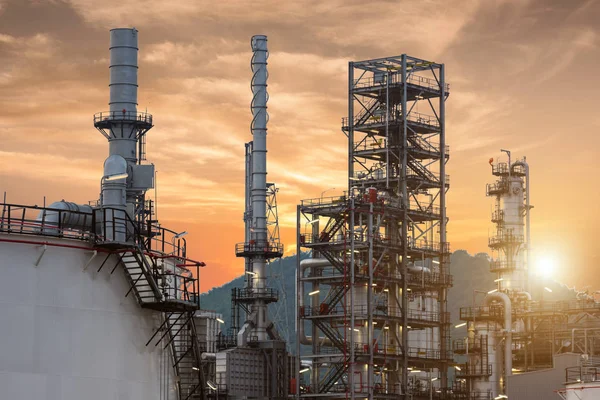 Fábrica Refinerías Petróleo Petróleo Atardecer Planta Petroquímica — Foto de Stock