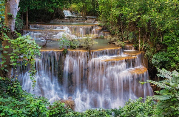 Huay Mae Kamin Waterfall Beautiful Waterfall Kanchanaburi Thailand — Stock Photo, Image