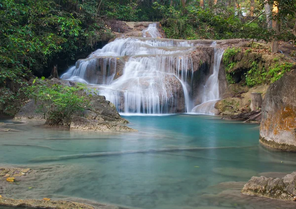 Waterfall Deep Forest Erawan Waterfall National Park Kanchanaburi Thailand — Stock Photo, Image