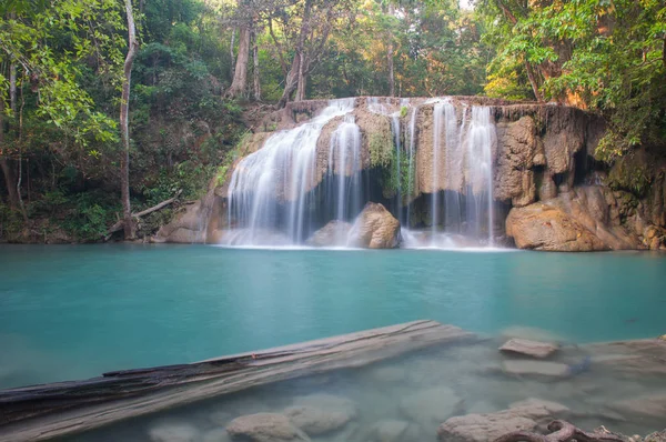 Waterfall Deep Forest Erawan Waterfall National Park Kanchanaburi Thailand — Stock Photo, Image