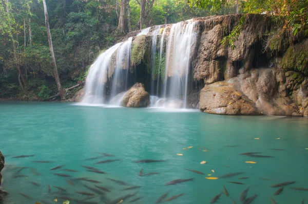Waterfall Deep Forest Erawan Waterfall National Park Kanchanaburi Thailand — Stock Photo, Image
