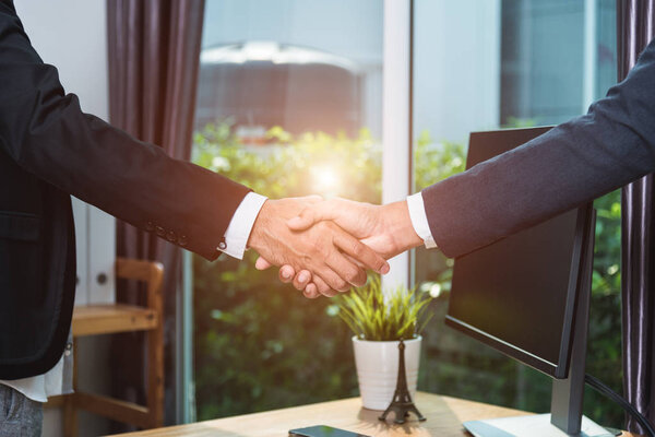 Negocios Apretón Manos Hombres Negocios Éxito Después Reunión — Foto de Stock