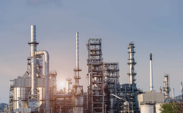 Fábrica Refinaria Indústria Petróleo Por Sol Planta Petroquímica Petróleo — Fotografia de Stock