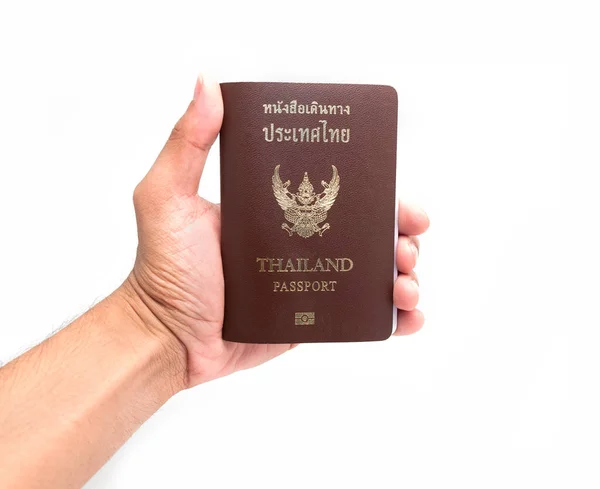 Διαβατήριο Της Ταϊλάνδης Είναι Απομονωμένο Λευκό Φόντο — Φωτογραφία Αρχείου