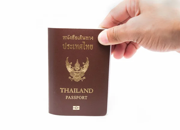 Διαβατήριο Της Ταϊλάνδης Είναι Απομονωμένο Λευκό Φόντο — Φωτογραφία Αρχείου