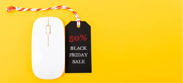 Compra Línea Black Friday Sale Text Red Tag White Mouse —  Fotos de Stock
