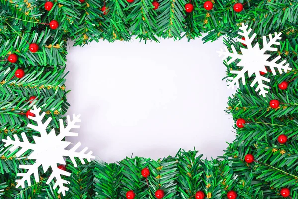 Gelukkig Nieuwjaar Kerstdag Bovenaanzicht Vlak Lay Compositie Takken Boom Witte — Stockfoto