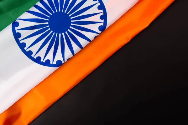 Indian Republic Day Flat Lay Top View Indian Flag Black — Stock Photo, Image