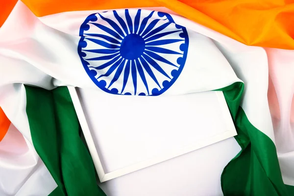 Indian Republic Day Flat Lay Top View Indian Tricolor Flag — Stock Photo, Image