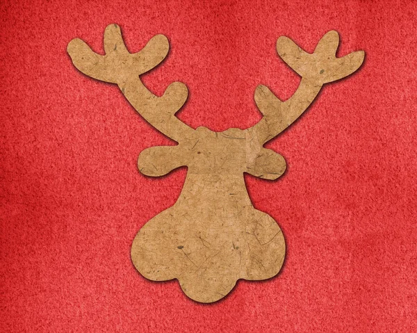 Reindeer Christmas Head Red Background — Stock Photo, Image