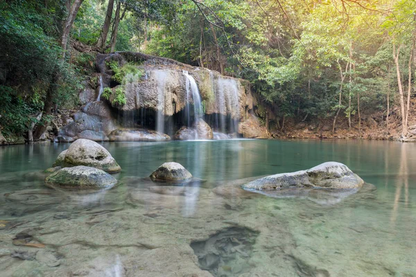 Waterfall Erawan Rock Kanchanaburi Thailand — Stock Photo, Image