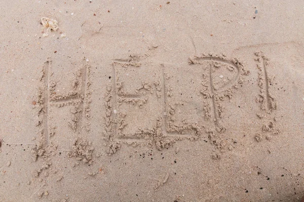 Help Stranded Beach Write Sand Royalty Free Stock Photos