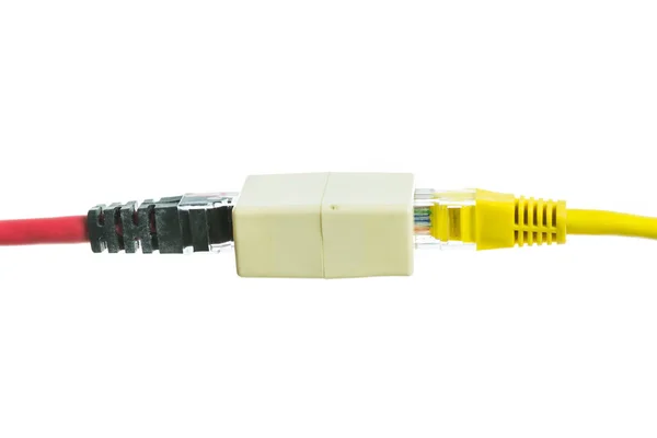 Rj45 ネットワーク ケーブルは 白い背景の上に分離します — ストック写真