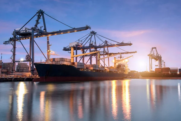 Container Ship Harbor Sunrise — Stock Photo, Image