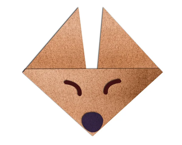 Origami Face Fox Made Paper White Background — Stock Photo, Image