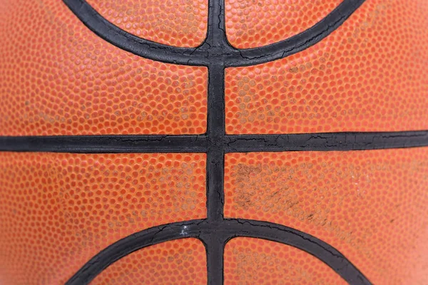 Primer Plano Pelota Baloncesto Vieja Cesta Para Fondo Textura — Foto de Stock