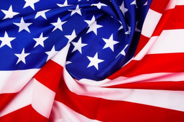 Başkanlık Günü Konsepti, düz üst görünüm, Amerika Bayrağı arkaplanı metin için kopyalama alanı