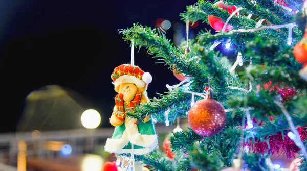 Feliz Año Nuevo Árbol Abeto Decorativo Día Navidad Con Espacio — Foto de Stock