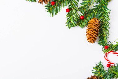Mutlu yıllar ve Noel günü, en üstteki düz görünüm kompozisyon 