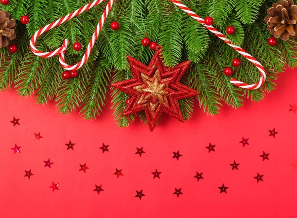 Feliz ano novo ou dia de Natal vista superior plana branc abeto leigo — Fotografia de Stock