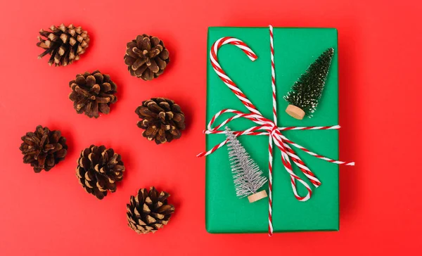 Ano Novo, Natal Xmas composição do feriado, gree de presente de vista superior — Fotografia de Stock