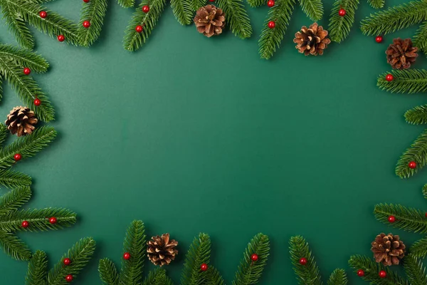 Frohes neues Jahr, Weihnachten Konzept Draufsicht flach legen Tanne — Stockfoto