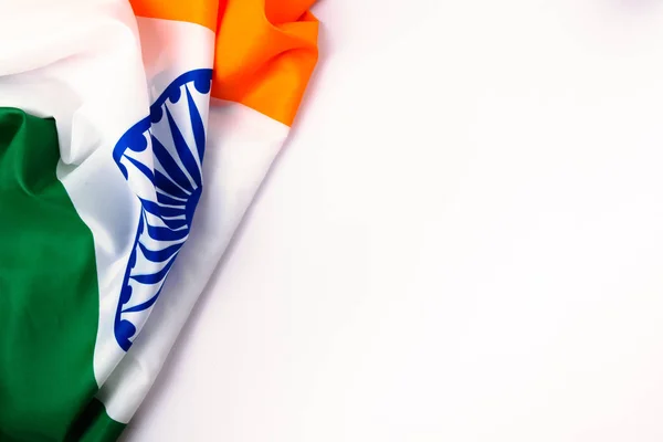 Indian republic day, flat lay top view, Indian tricolor flag — Stock Photo, Image