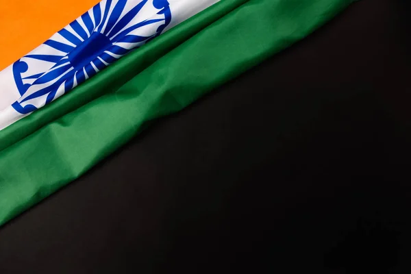 Indian Republic Day Flat Lay Top View Indian Flag Black — Stock Photo, Image